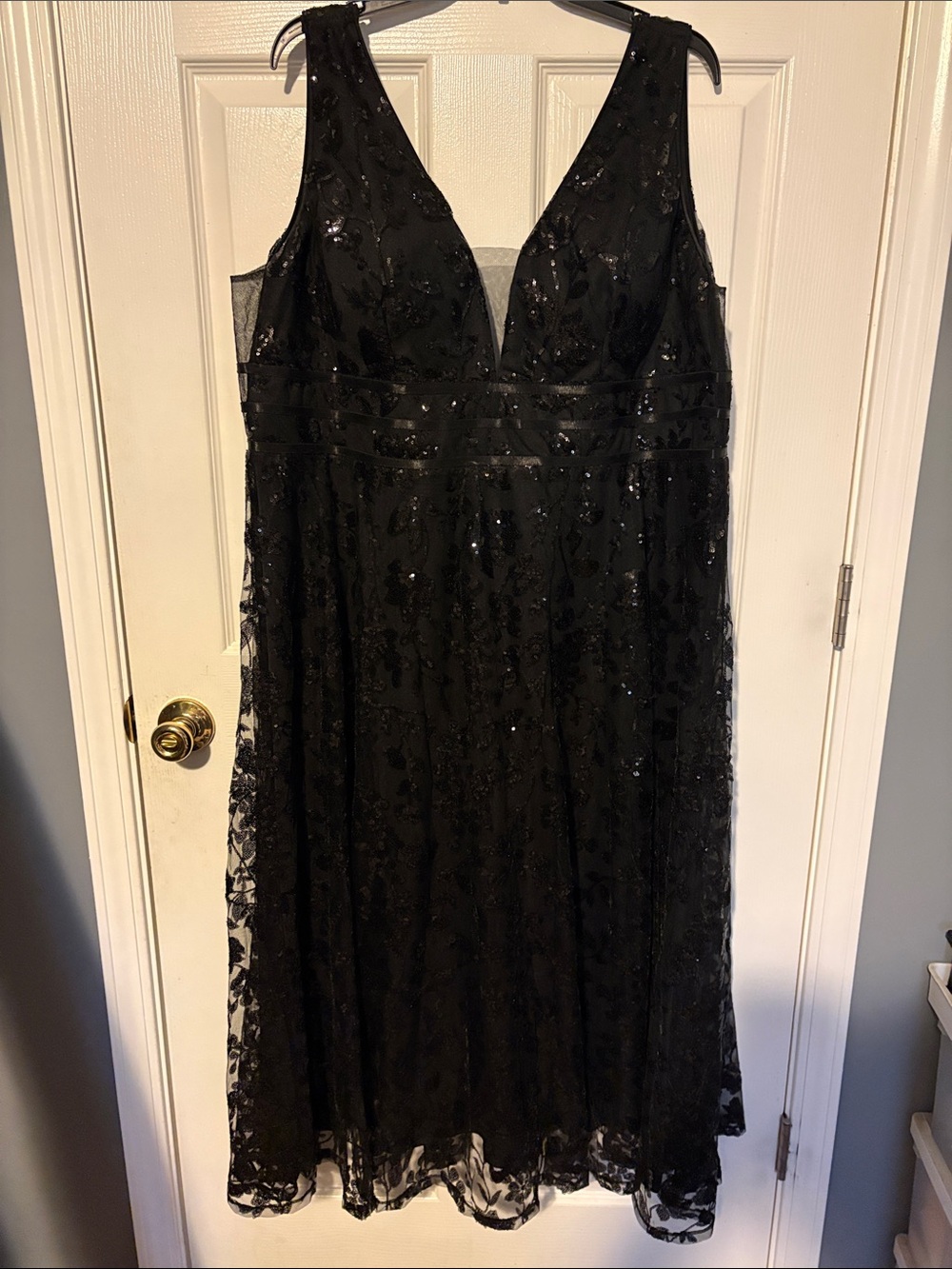 Black Formal Dress with Sequin and Lace
